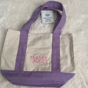 Purple and Cream Canvas Tote Bag